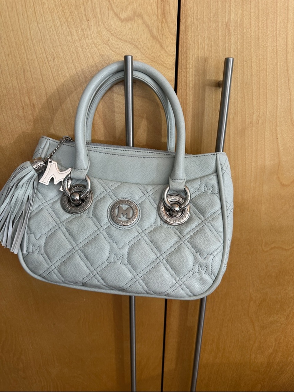 Limited edition Signature Quilted Small Tote — Light Blue metro city leather